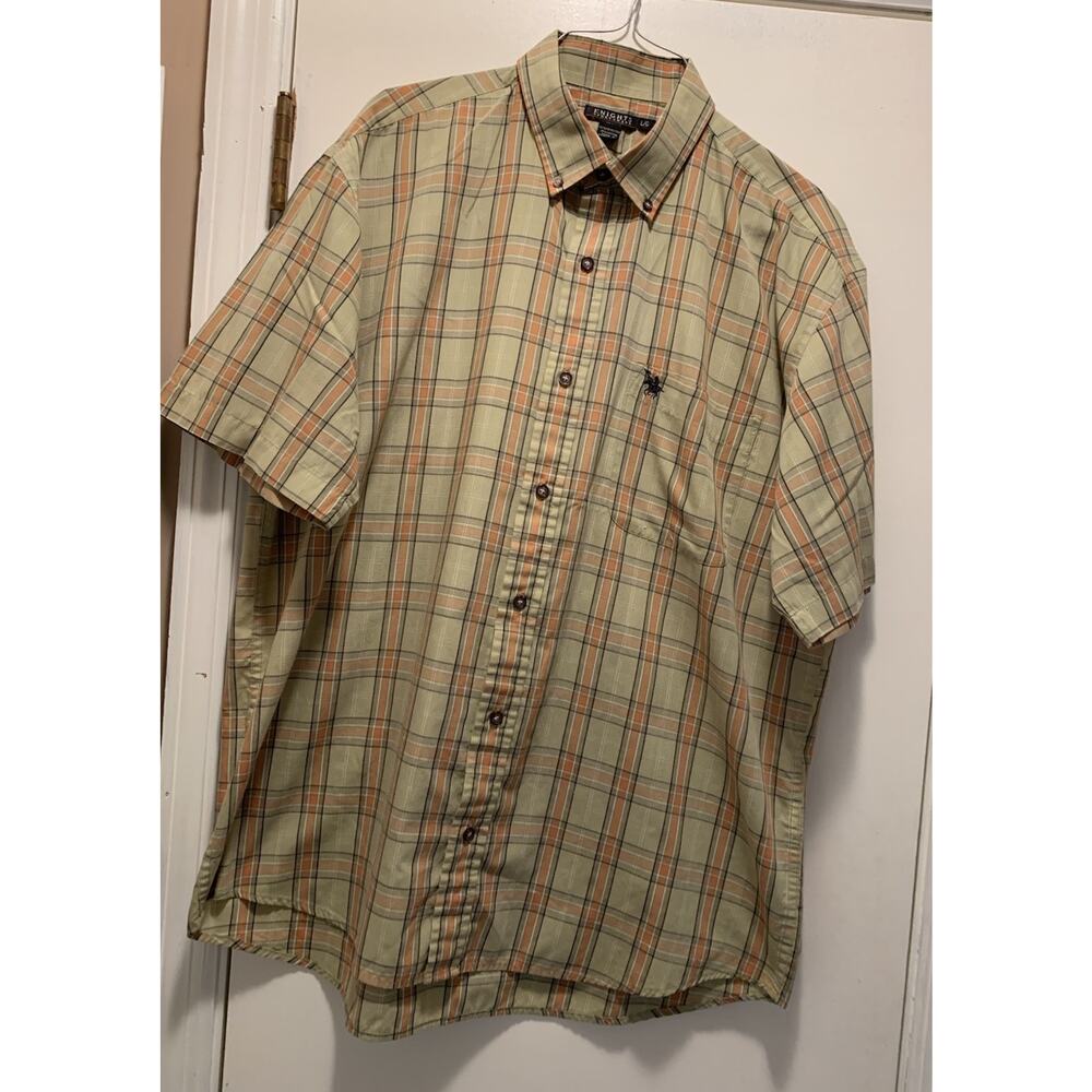 Knights Sportswear Shirt Mens Large Multi Color Plaid Short Sleeve Button Up